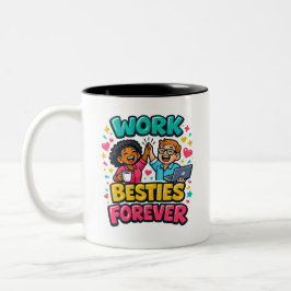 Taza Bicolor Coworkers Bestie Personalized Two-Tone Mug
