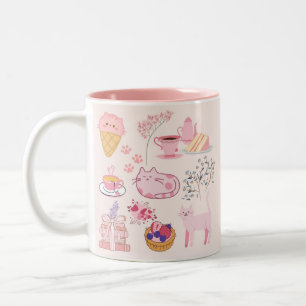 Taza Bicolor Cozor de gatos rosados