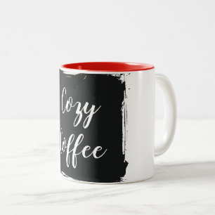 Taza Bicolor Cozy Coffee Aesthetic Script Two-Tone Ceramic Mug
