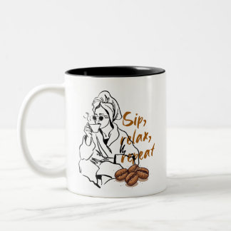 Taza Bicolor Cozy Morning Coffee Chill Vibes Aesthetic Mug