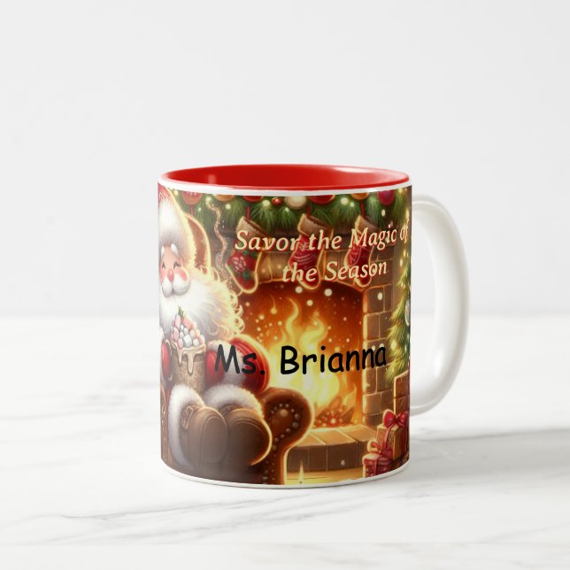 Taza Bicolor Cozy Santa Hot Cocoa Christmas Mug (Anverso derecho)
