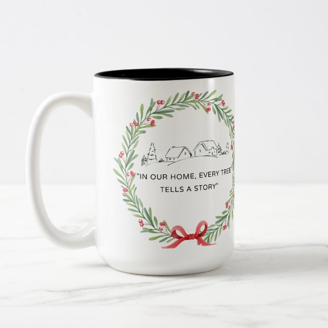 Taza Bicolor Cozy Village Wreath Tale (Izquierda)