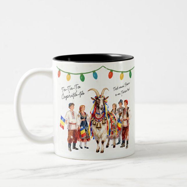 Taza Bicolor Crăciun Caprița-Ta Gift Romanian Holiday (Izquierda)