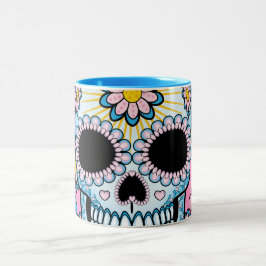 Taza Bicolor Cráneo colorido del azúcar