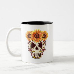 Taza Bicolor Cráneo de azúcar de girasol