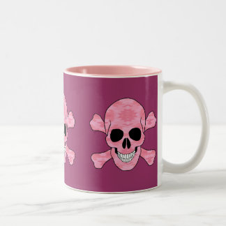 Taza Bicolor Cráneo De Camuflaje Rosa Y Mugre De Los Huesos