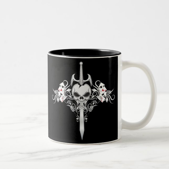 Taza Bicolor Cráneo de la espada - negro (Derecha)