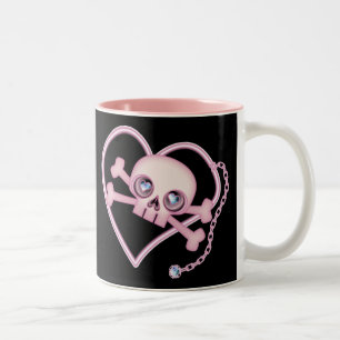 Taza Bicolor Cráneo de Neon Rosa