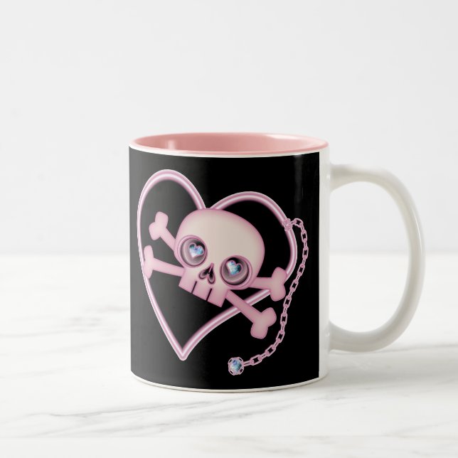 Taza Bicolor Cráneo de Neon Rosa (Derecha)