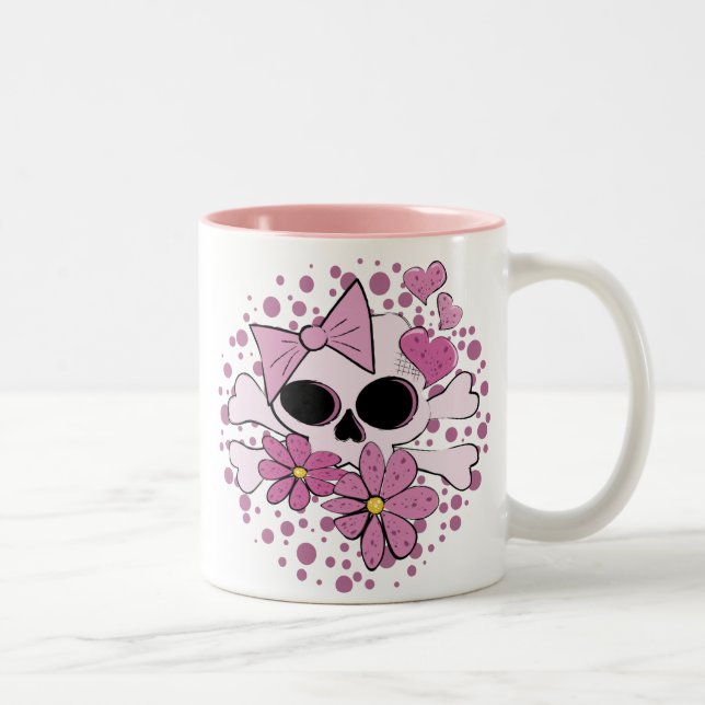 Taza Bicolor Cráneo punky femenino (Derecha)