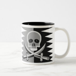Taza Bicolor Cráneo y bandera pirata con decir divertido del