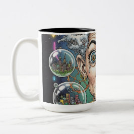 Taza Bicolor Crazy Expression Caricature Mug - Artista único