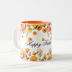 Taza Bicolor Crea tu propio Día del Padre Floral Rosa y Amarill