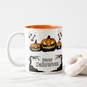 Taza Bicolor Crea tu propio Naranja Feliz Mug de Halloween