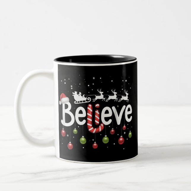 Taza Bicolor Crean Navidades Santa Claus Reindeer Candy Cane (Izquierda)