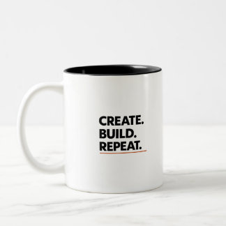 Taza Bicolor Crear. Construir. Repetir. Tipografía Mínima Café