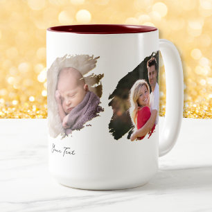 Taza Bicolor Crear foto Personalizado texto de café de dos tono
