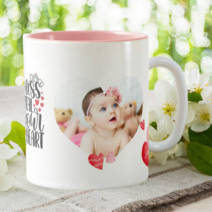 Taza Bicolor Crear su propia madre Baby Heart Photo Text Modern