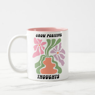 Taza Bicolor Crece pensamientos positivos, flor