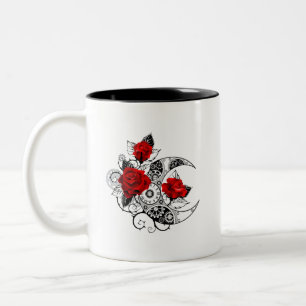 Taza Bicolor Creciente Mecánico con Rosas Rojas