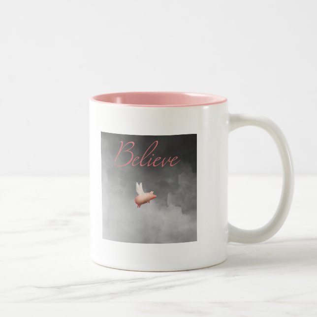 Taza Bicolor creencia de vuelo de cerdo (Derecha)