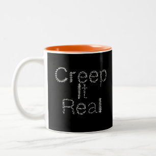 Taza Bicolor Creep it Real Hand Drake Font Halloween