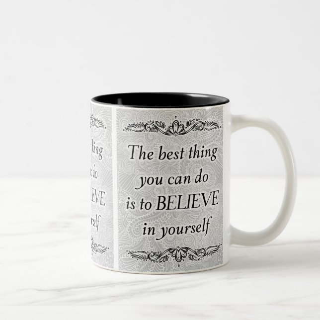 Taza Bicolor Creer en ti mismo - Elegante cita motivacional (Derecha)
