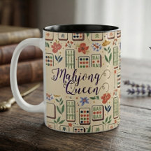 Crema Elevada Reina de Mahjong con Acuarela Floral