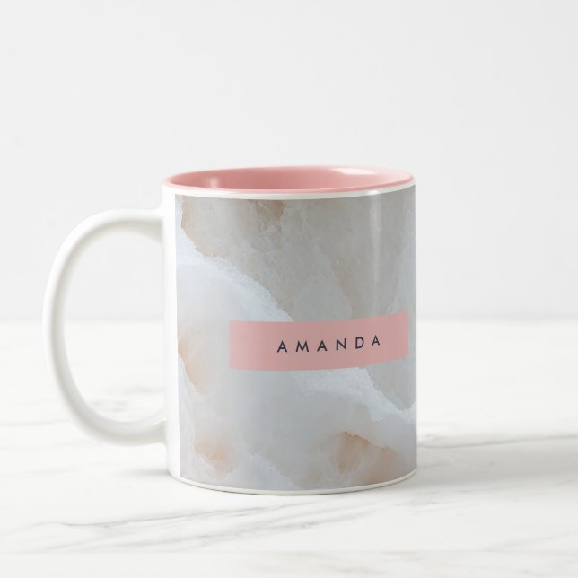 Taza Bicolor Crema suave personalizada Onyx Textura de mármol (Izquierda)