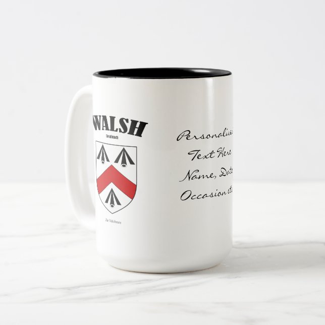 Taza Bicolor Cremallera de familia Walsh, traducción y signific (Anverso izquierdo)
