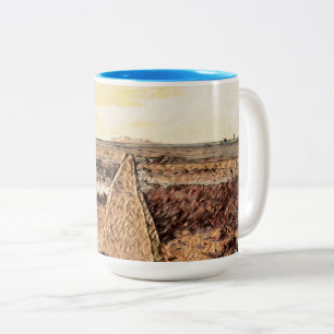 Taza Bicolor Crepúsculo Costero: Acuarela de la Playa de Ardros