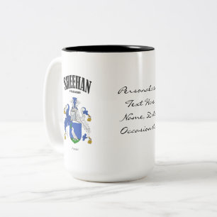Taza Bicolor Crest de familia Sheehan, traducción y significad