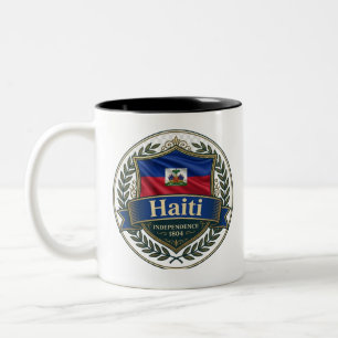 Taza Bicolor Crest del Patrimonio de Haití Orgullo del Caribe