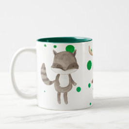 Taza Bicolor Criaturas lindas del arbolado en motas verdes