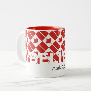 Taza Bicolor Cristiano CREER Marcos 9:23 BANDERA DE CANADÁ Pers
