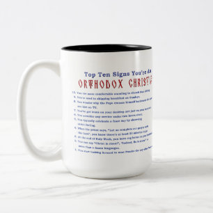 Taza Bicolor Cristiano ortodoxo Top 10 signos de 2 tonos de 15o