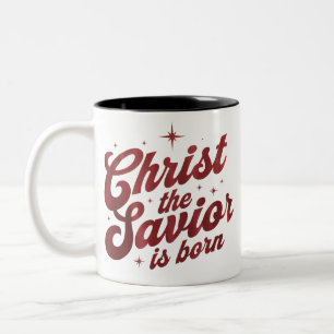 Taza Bicolor Cristo El Salvador Ha Nacido Navidad Cristiana 