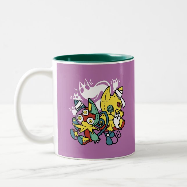 Taza Bicolor Críticos gatos de Halloween: arte fascinante (Izquierda)