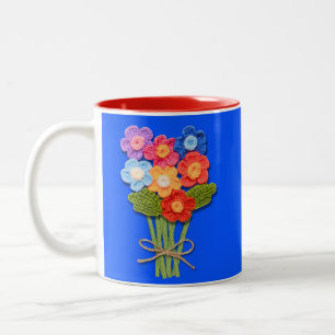 Taza Bicolor Crochet Flower Bouquet, Crochet Lover,