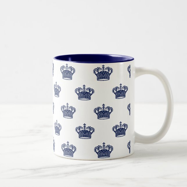 Taza Bicolor Crown 01 - Azul marino sobre blanco (Derecha)