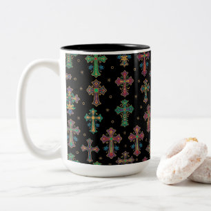 Taza Bicolor Cruces Coloridos / Fe pero Diviértete