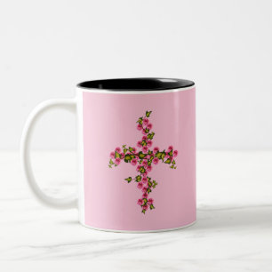 Taza Bicolor Cruces rosas y hiedra