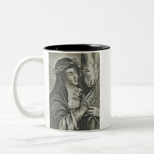 Taza Bicolor Cruikifixión de Santa Catalina de Siena Arte Noir
