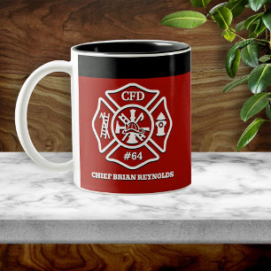 Taza Bicolor Cruz de Malta Bombero Personalizado