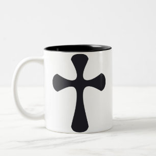 Taza Bicolor Cruz minimalista moderna arte cristiano contemporá