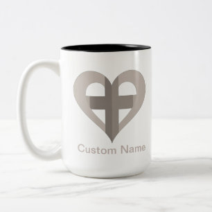 Taza Bicolor Cruz personalizado Y Corazón