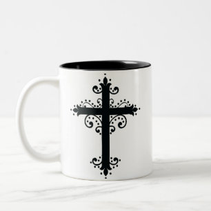Taza Bicolor Cruz religiosa con un adorno