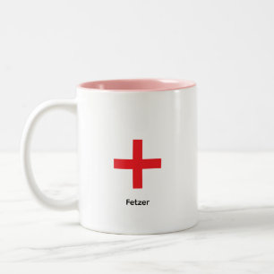 Taza Bicolor Cruz Roja Minimalista Personalizada Nombre Dos Ton