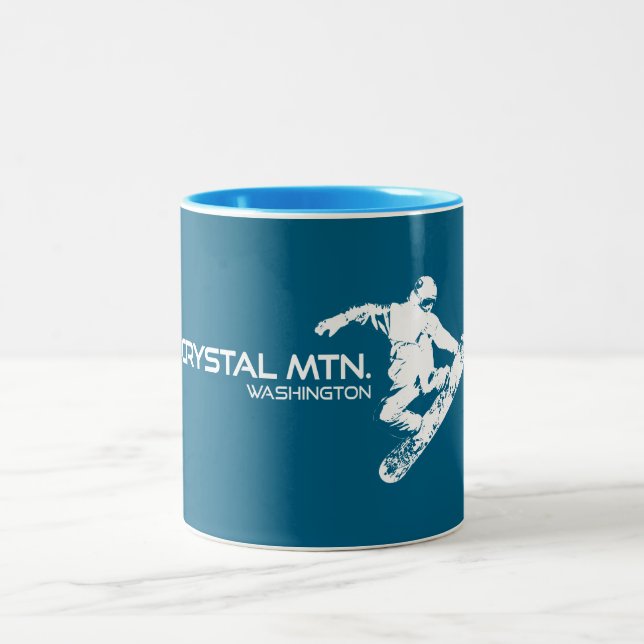 Taza Bicolor Crystal Mountain Washington Snowboarder (Centro)