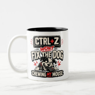 Taza Bicolor CTRL + Z No Arreglará Que El Perro Mastique Mi Rat